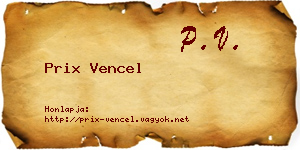 Prix Vencel névjegykártya